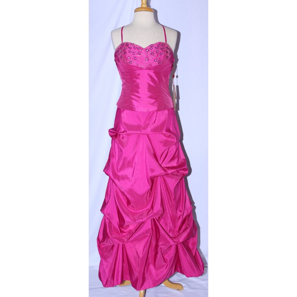 MayQueen #510 Taffeta Formal Prom or Ball Gown Pick-up Skirt-Sizes 4, 10-FUCHSIA